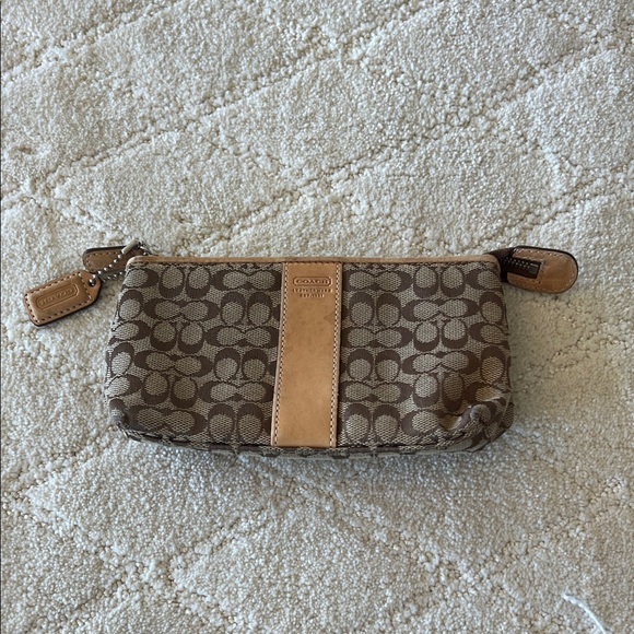 Coach Handbags - Coach Tan and Brown Signature Pouch